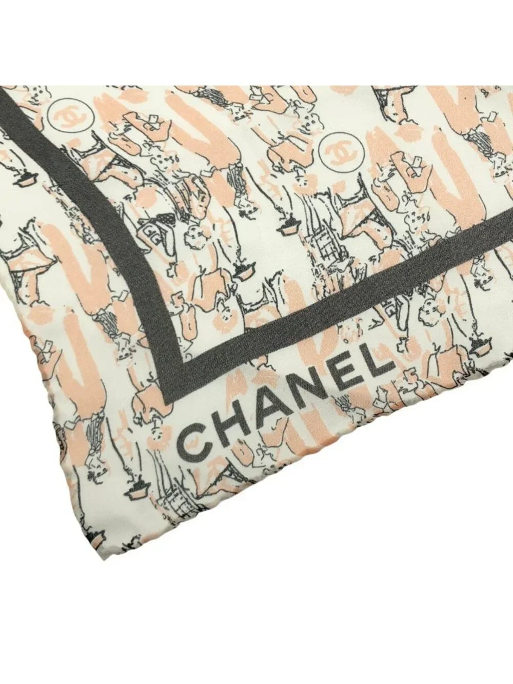 Chanel Graphic Print Scarf Pink